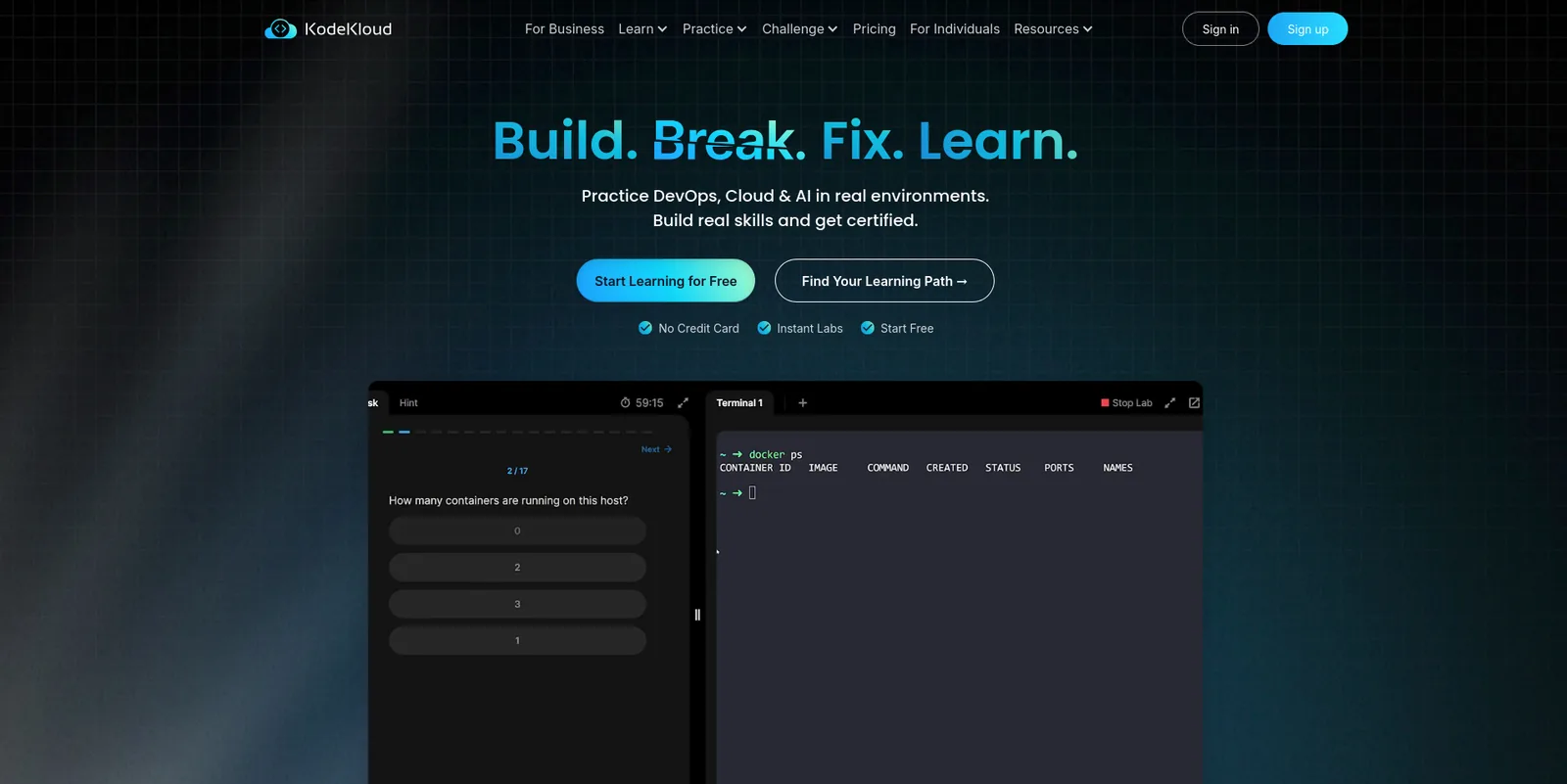 KodeKloud homepage
