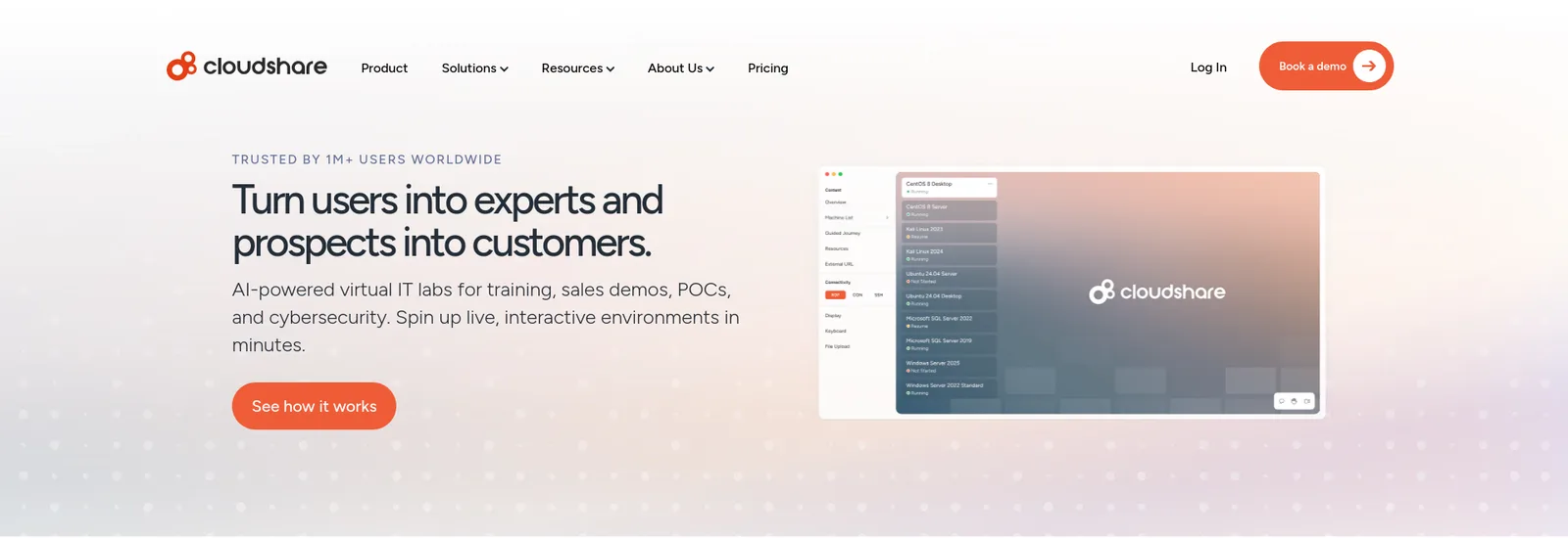 CloudShare homepage