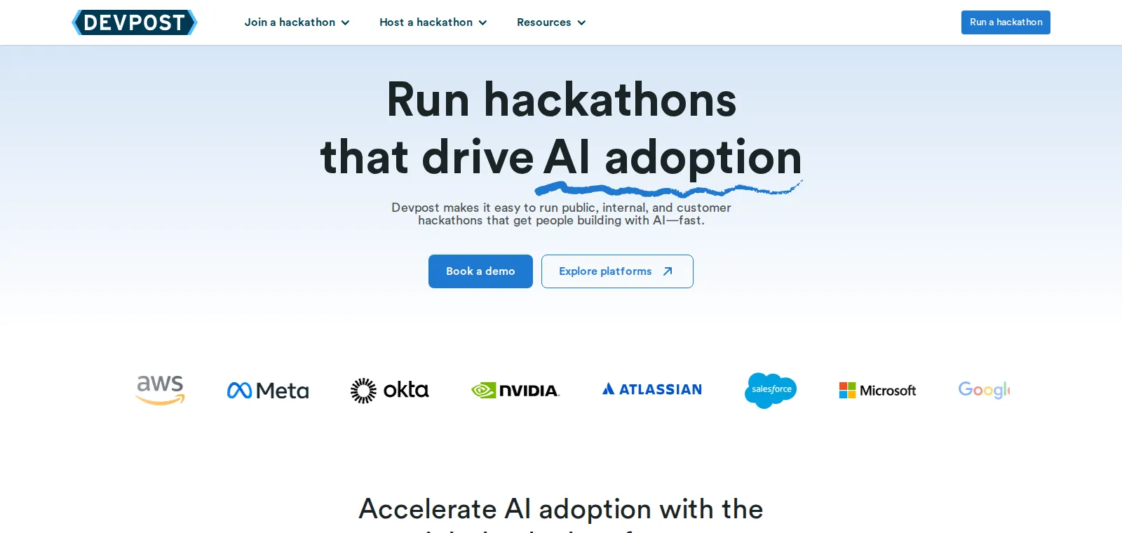 Devpost homepage