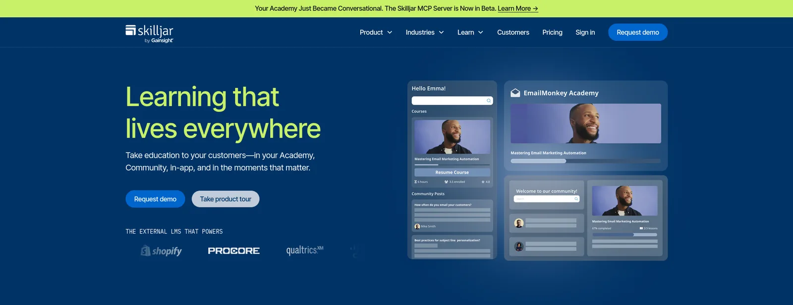 Skilljar homepage