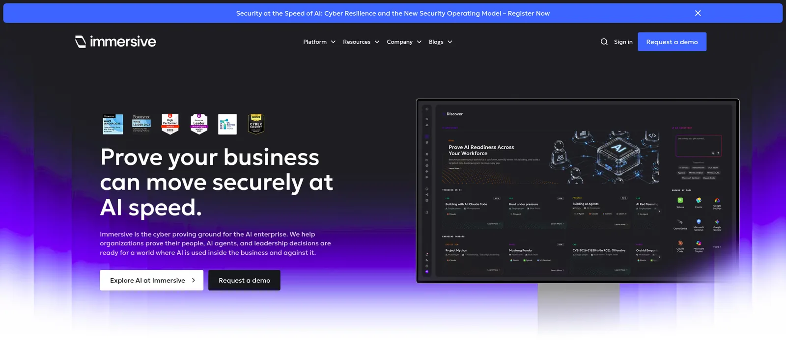 Immersive Labs homepage