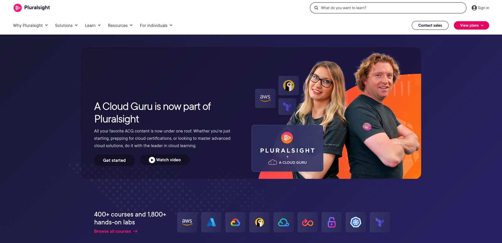 A Cloud Guru by Pluralsight homepage