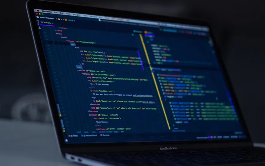 Laptop running a code editor